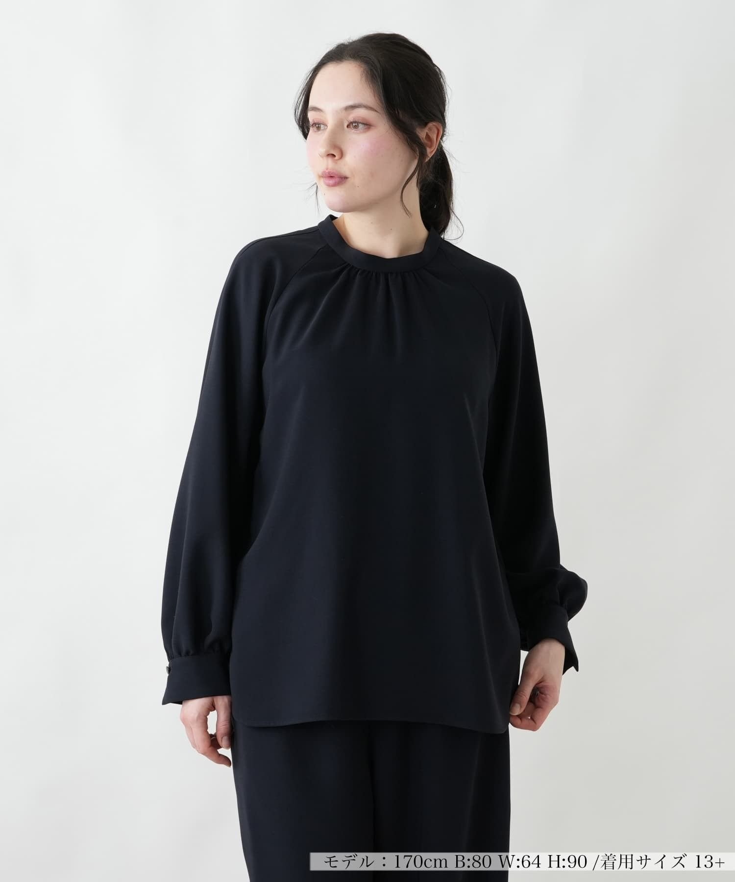 Leilian PLUS HOUSE ブラウス【BOURGE】 レリアン プラスハウス トップス シャツ・ブラウス ネイビー ベージュ