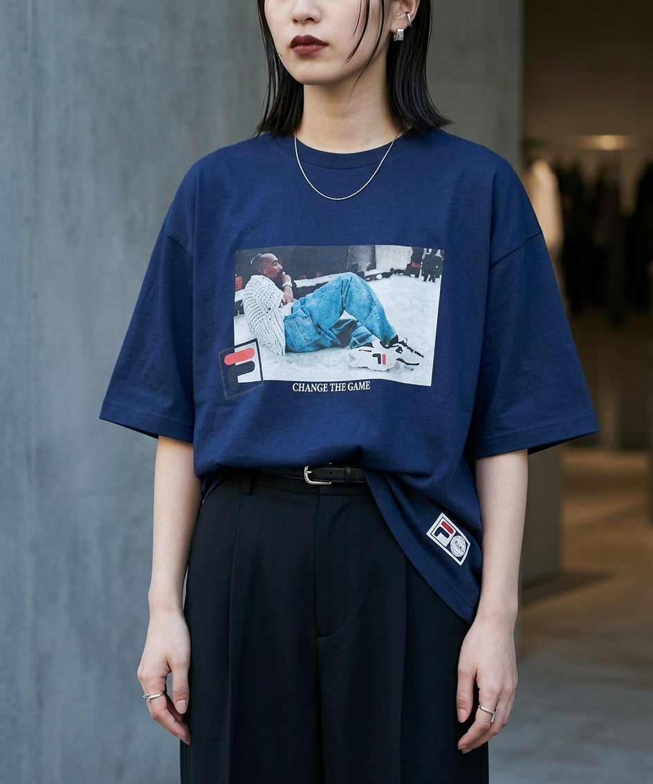 【SALE／30%OFF】FILA S/S PHOTO TEE01 フィラ トップス カットソー・Tシャツ ネイビー ホワイト【送料無料】