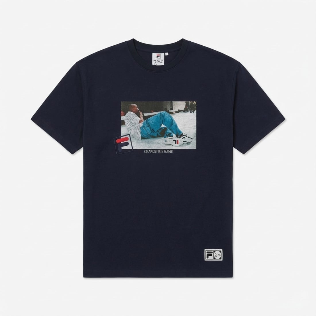 S/S PHOTO TEE01 フィラ トップス カットソー・Tシャツ ネイビー ホワイト