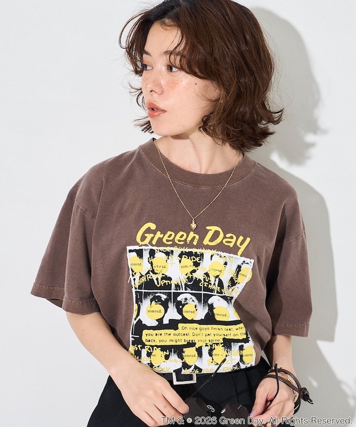 GREENDAY T-SHIRT/グリーンデイ/バンドTシャツ/ロックTシャツ フリークスストア トップス カットソー・Tシャツ ホワイト グレー ブラウン