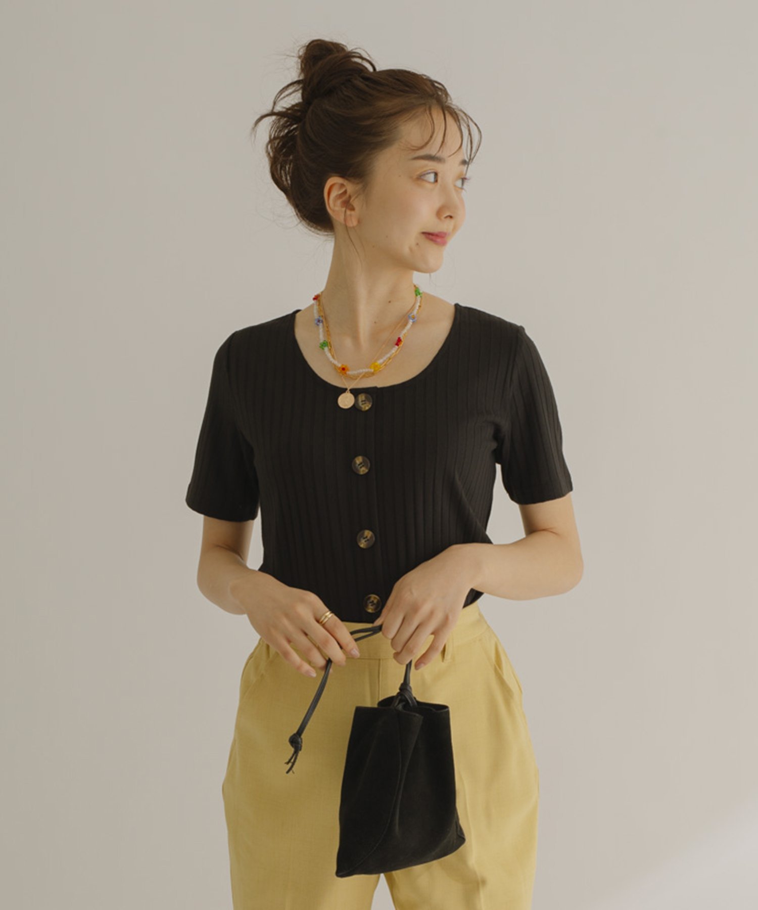 【SALE／50%OFF】JAYRO ワイドリブ前釦プルオーバー ジャイロ トップス その他のトップス ブルー ブラウン ブラック