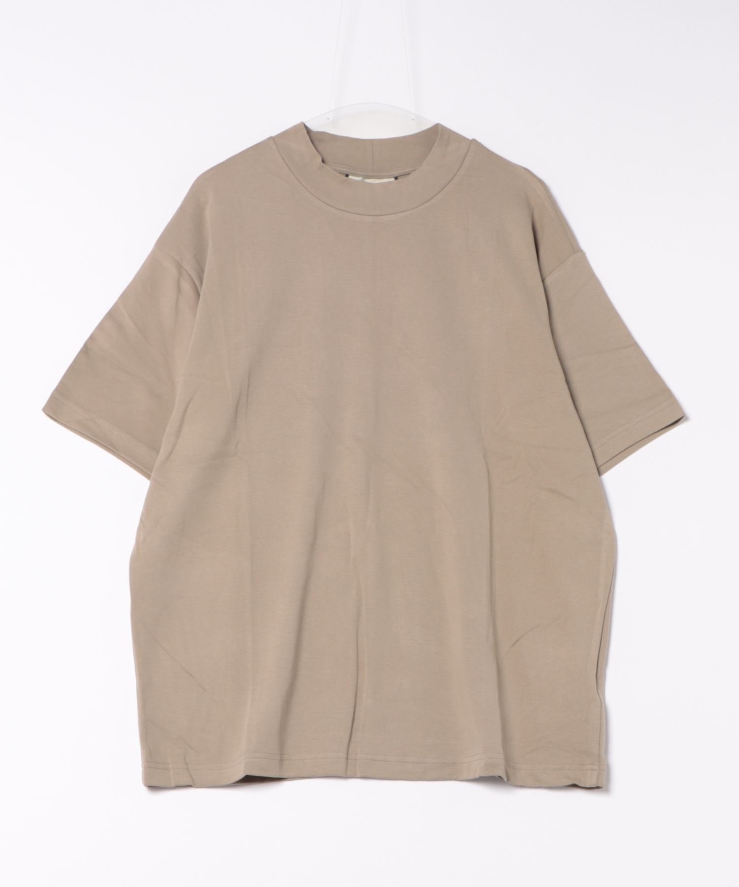 【aimoha neo】MOCK NECK DOUBLE-SIDED COTTON TEE(サイズ0.1.2.3) アイモハ トップス カットソー・Tシャツ グレー ベージュ ブラック