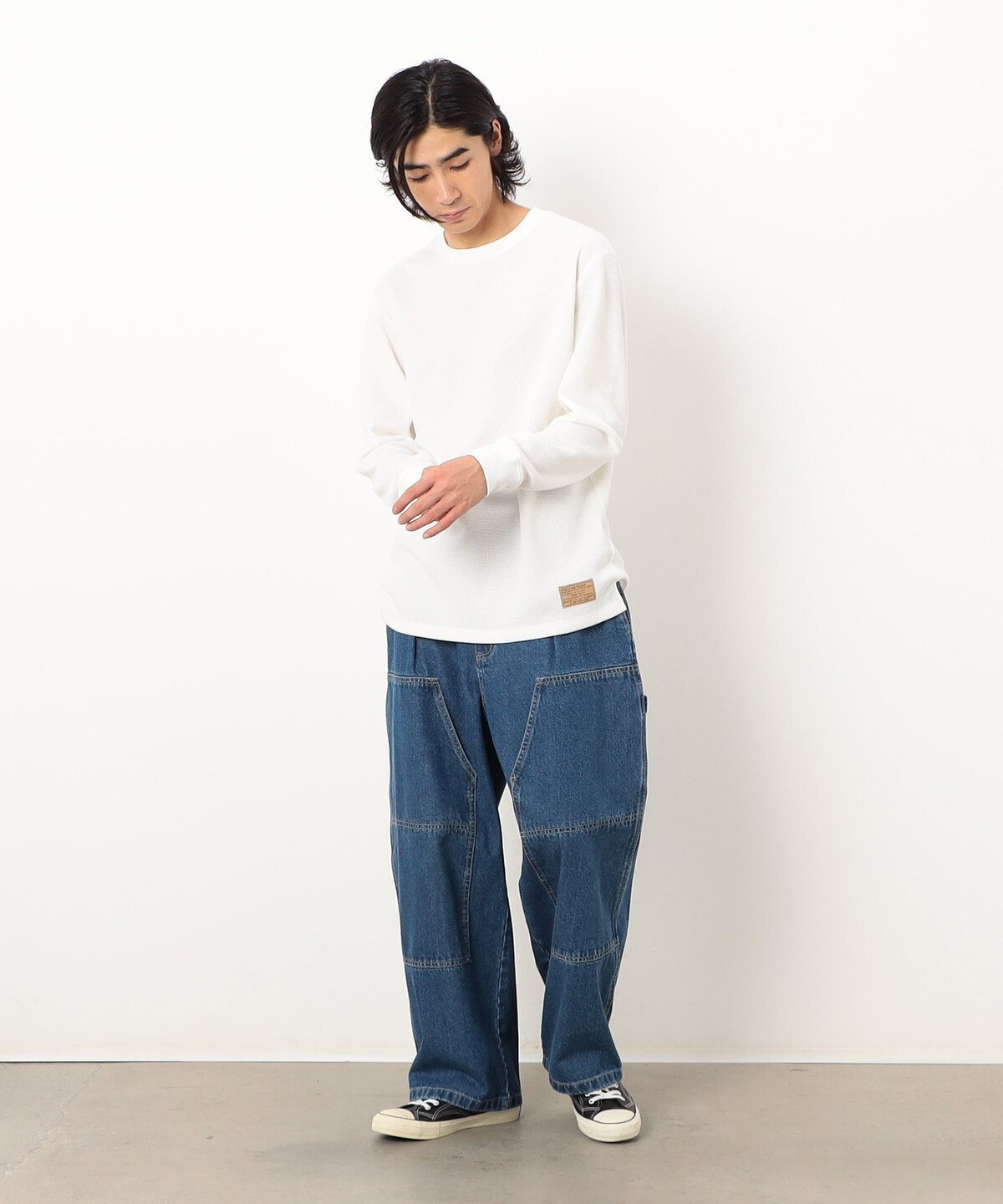 【SALE／50%OFF】Purple&Yellow デニムダブルニーペインターパンツ コムサイズム パンツ ジーンズ・デニムパンツ ブルー ブラック【送料無料】