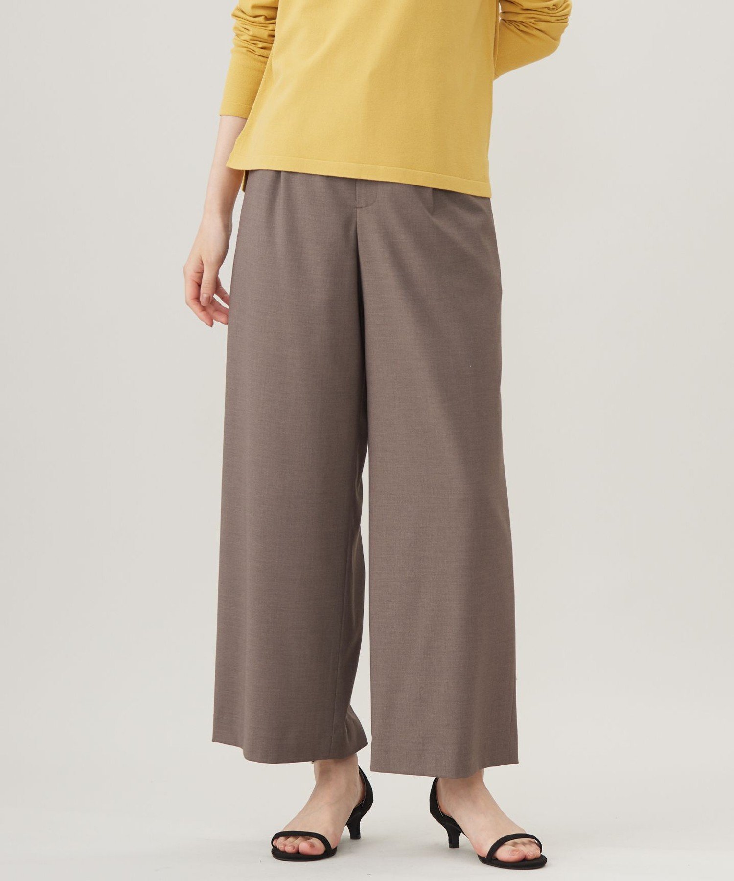 J.PRESS LADIES L 【洗える】T/Rウォッシャブルギャバ ワイド パンツ ジェイプレス パンツ その他のパンツ ブラック ブラウン グレー