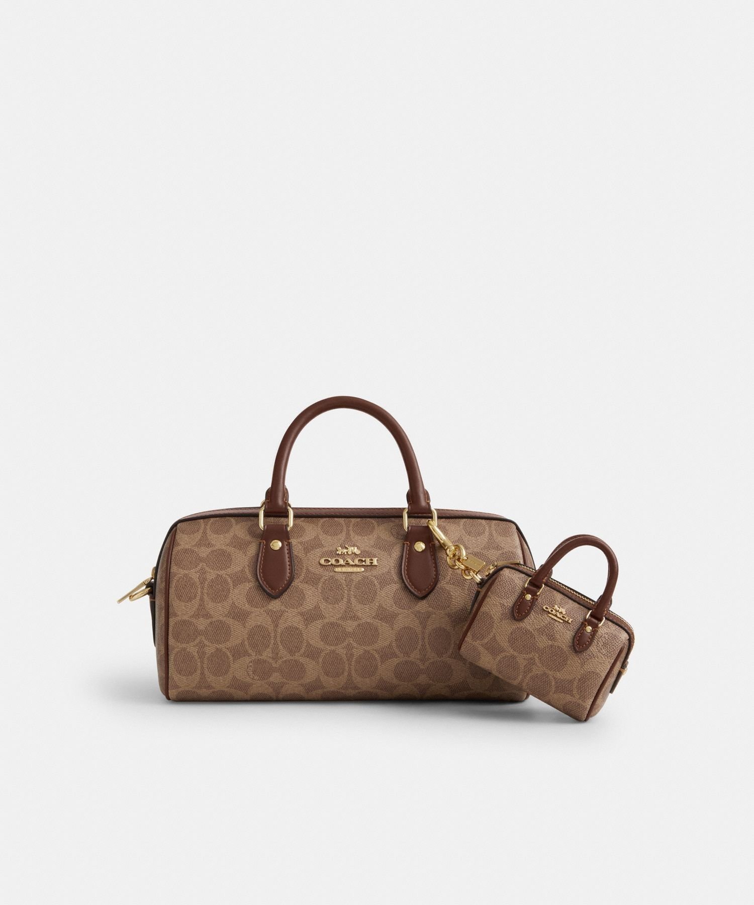 COACH OUTLET 【公式】ミニ ローアン バッグ チャーム・シグネチャー キャンバス コーチ　アウトレット ファッション雑貨 チャーム・キーチェーン ブラウン【送料無料】