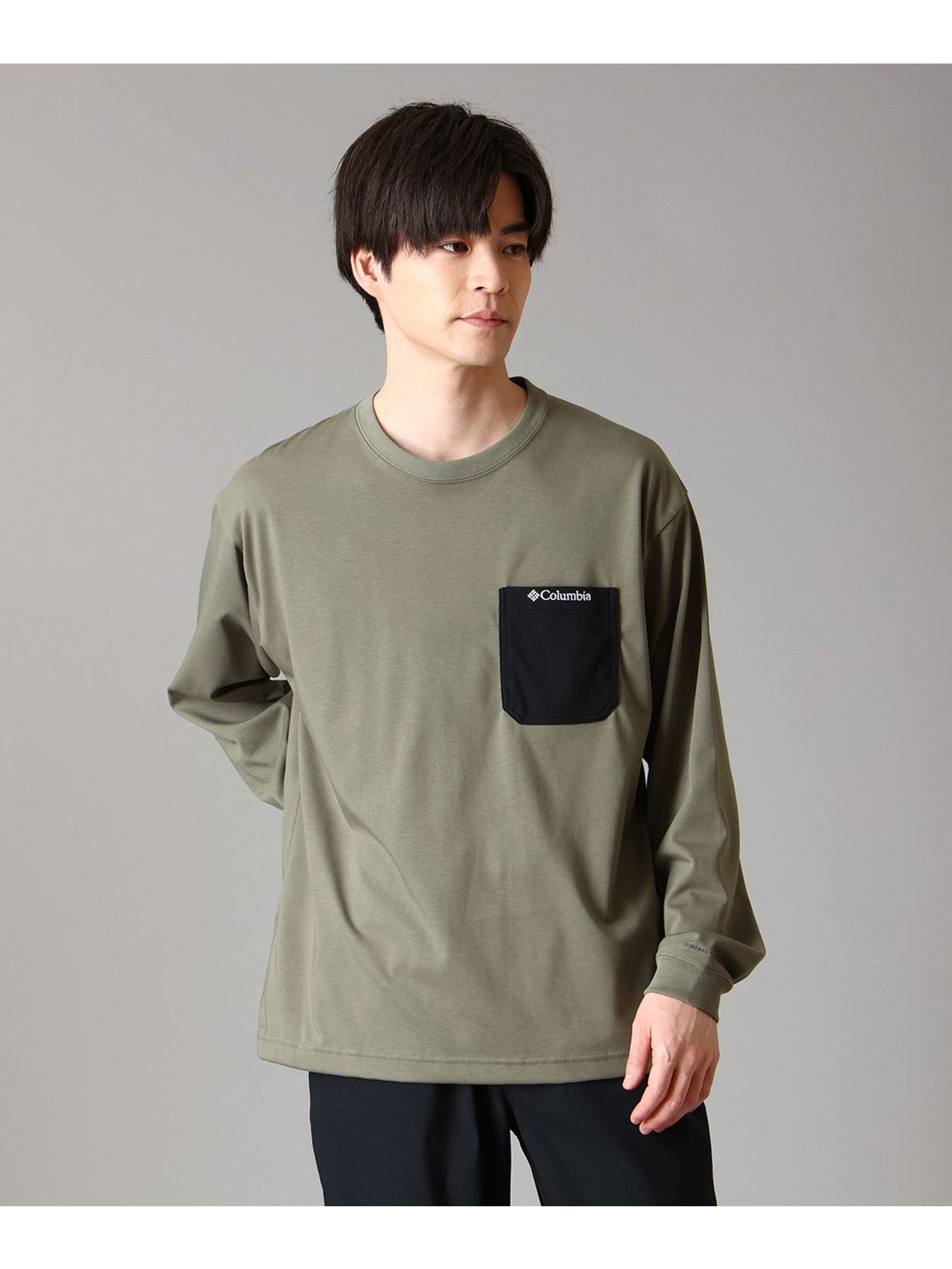 ヤングストリートロングスリーブクル コロンビア トップス カットソー・Tシャツ グリーン ブラック