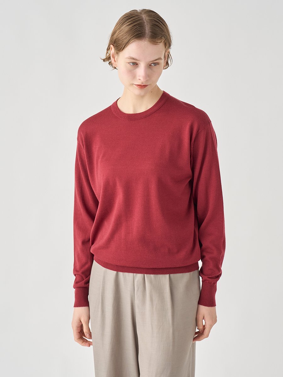 【SALE／20%OFF】JOHN SMEDLEY クルーネック長袖プルオーバー｜ EMMY ｜ 30G COMMON FIT ジョンスメドレー トップス ニット レッド【送料無料】