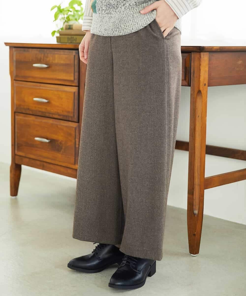 （小さいサイズ） 両面起毛ワイドストレートパンツ メゾンドゥサンク パンツ その他のパンツ ホワイト ブラウン