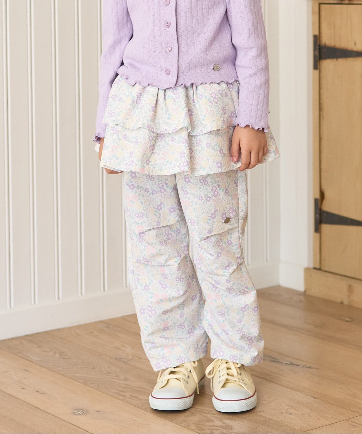 Lycee mine 【スクール対応】【撥水・防汚・耐久・UV】レイヤードスカートパンツ ナルミヤオンライン オールインワン・オーバーオール オーバーオール・サロペット グリーン パープル ブルー ネイビー ピンク ホワイト