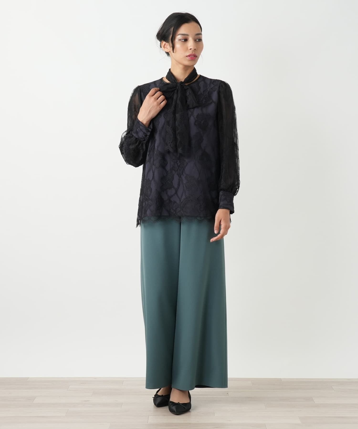 Leilian PLUS HOUSE ブラウス【BOURGE】 レリアン プラスハウス トップス シャツ・ブラウス ブラック