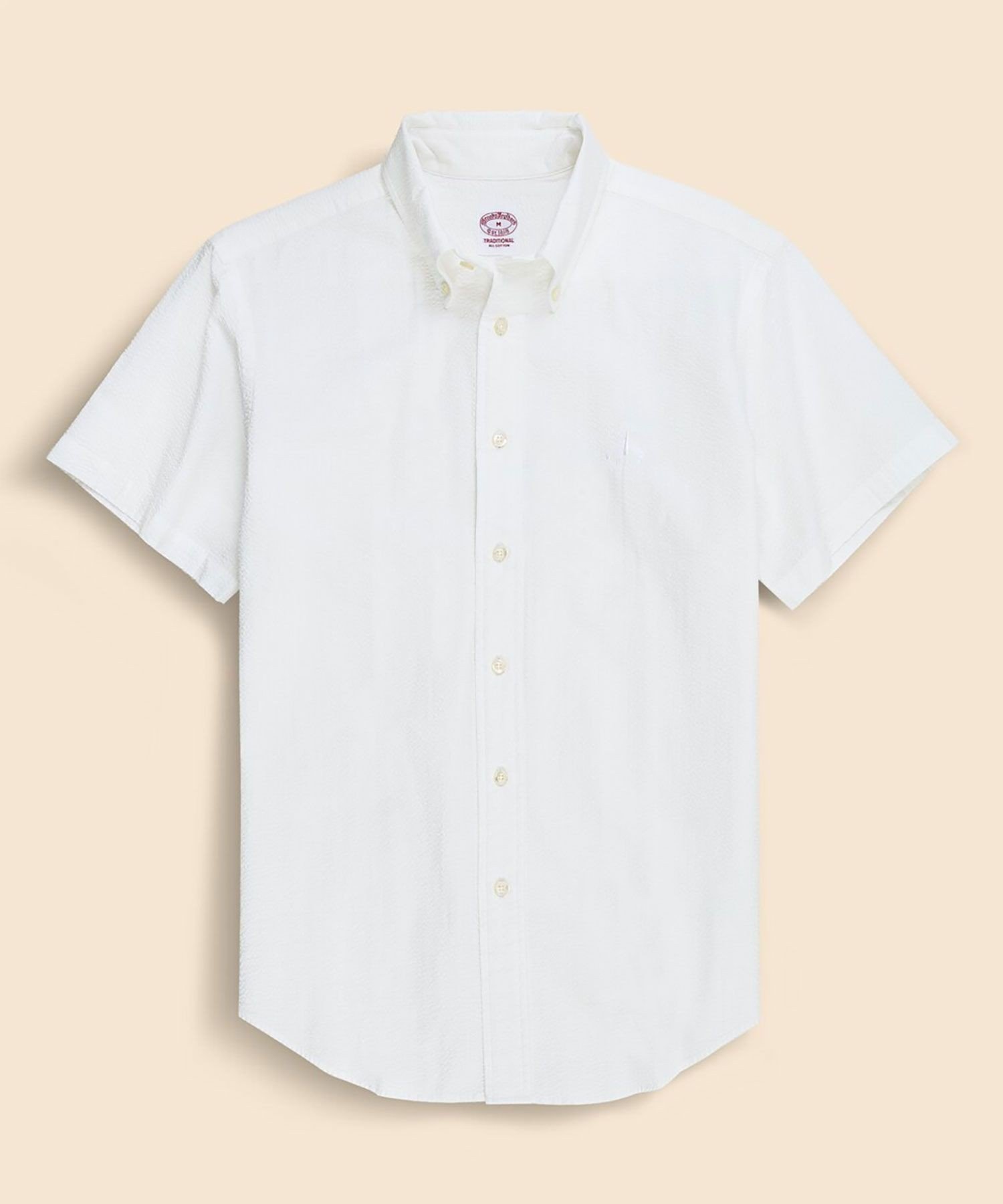 ◆オンラインストア限定◆ コットン ビッグGFロゴ シアサッカー ショートスリーブ カジュアルシャツ Traditional Fit ブルックス ブラザーズ トップス シャツ・ブラウス ホワイト ベージュ