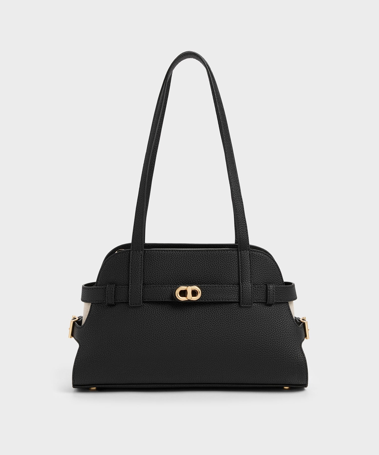 CHARLES & KEITH Aubrielle オブリエル ベルトショルダーバッグ チャールズアンドキース バッグ トートバッグ ブラック【送料無料】