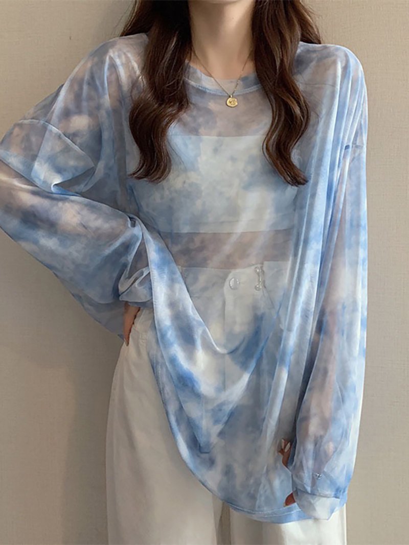 【SALE／25%OFF】Doux Belle タイダイオーバーサイズトップス レディース トップス ドゥー・ベル トップス カットソー・Tシャツ グレー ブルー stylife-15657792 Rakuten Fashion サンプル画像3