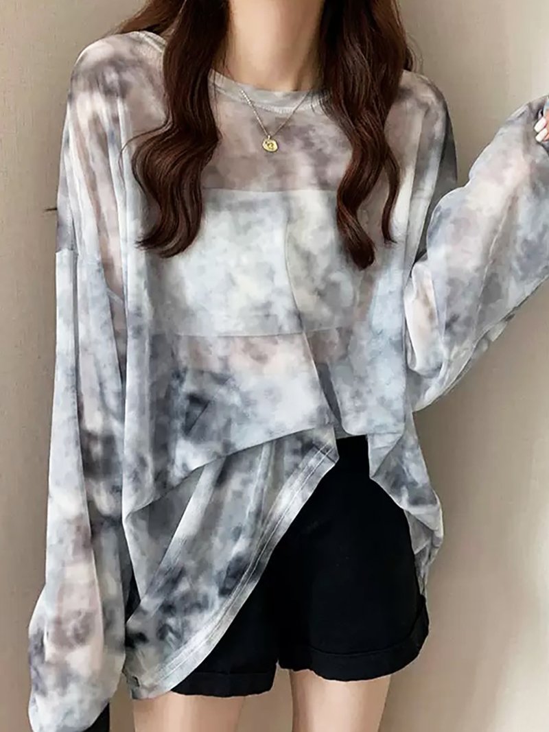 【SALE／25%OFF】Doux Belle タイダイオーバーサイズトップス レディース トップス ドゥー・ベル トップス カットソー・Tシャツ グレー ブルー stylife-15657792 Rakuten Fashion サンプル画像2