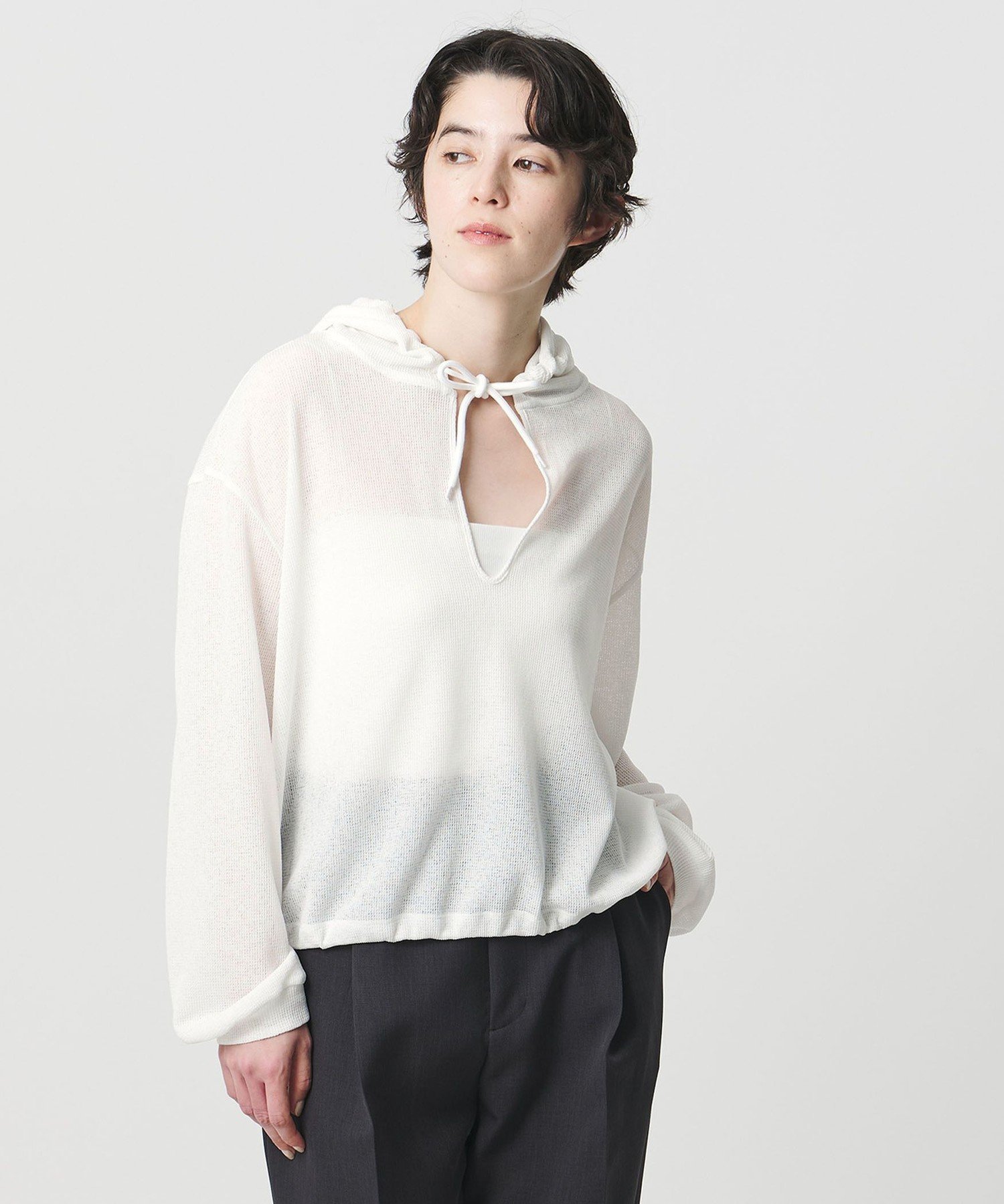 MARW UNITED ARROWS ＜MARW UNITED ARROWS＞メッシュ フーデッド プルオーバー ビューティー＆ユース　ユナイテッドアローズ トップス パーカー・フーディー ホワイト イエロー ブラック【送料無料】（楽天・Rakuten Fashion）