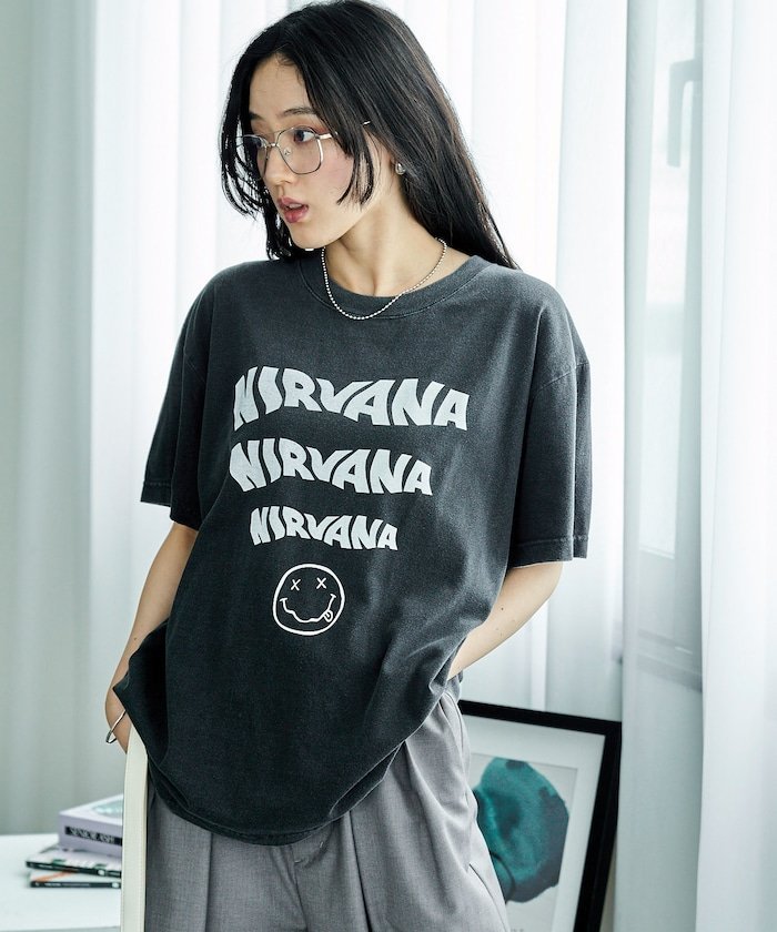 【SALE／10%OFF】GOOD ROCK SPEED ＜新色追加＞NIRVANA T-SHIRT/ロックTシャツ フリークスストア トップス カットソー・Tシャツ ブルー グレー ブラウン ブラック ベージュ ホワイト【送料無料】 stylife-15678371 Rakuten Fashion サンプル画像3