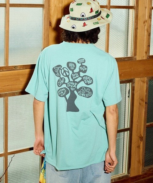 Drymix TREE TEE (MENS) ゴースローキャラバン トップス カットソー・Tシャツ グリーン ホワイト
