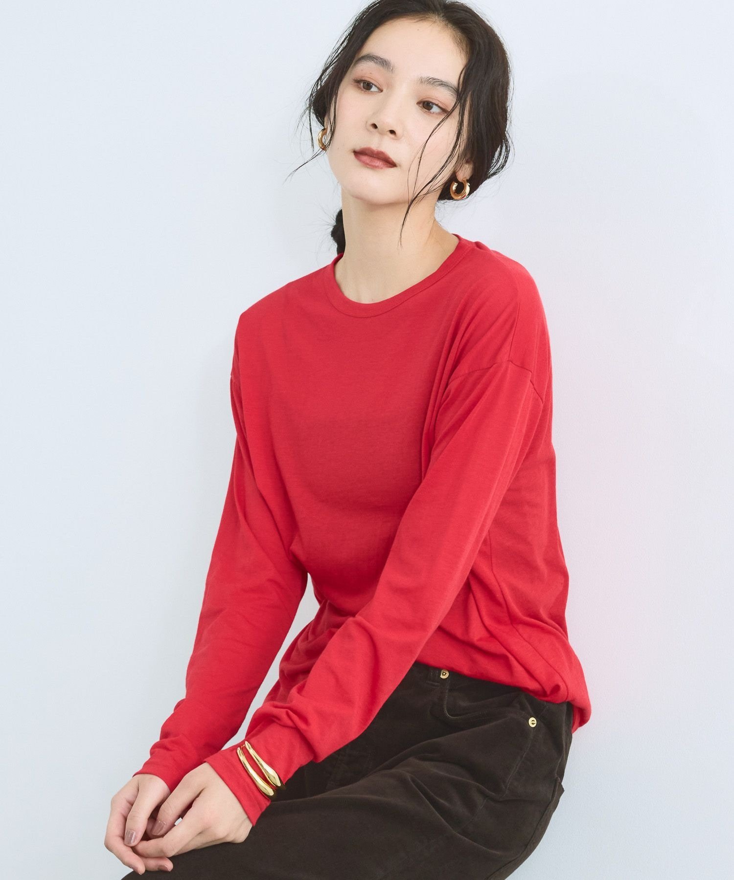 シアーロンT / マシンウォッシャブル バンヤードストーム トップス カットソー・Tシャツ ホワイト ブラック レッド