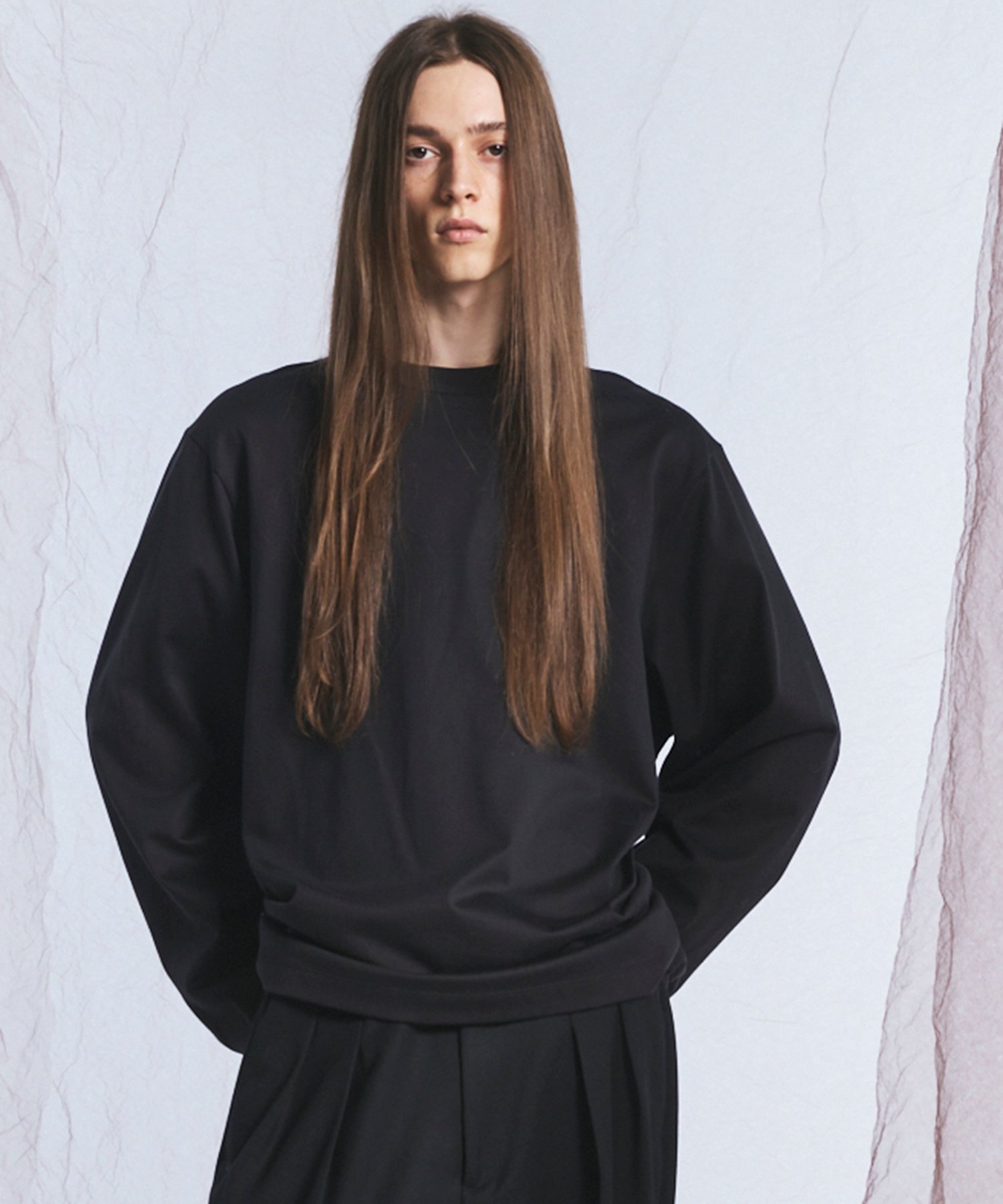 MAISON SPECIAL Silky Heavy-weight Single Jersey Prime-Over Long-sleeved T-shirt メゾンスペシャル トップス カットソー・Tシャツ ブラック ホワイト ピンク グレー