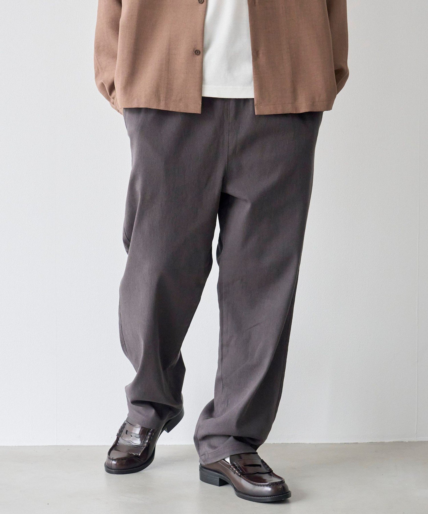 【ストレッチ】楽シェフブラッシュドツイル イージーパンツ コーエン パンツ その他のパンツ ベージュ ブラック グリーン グレー