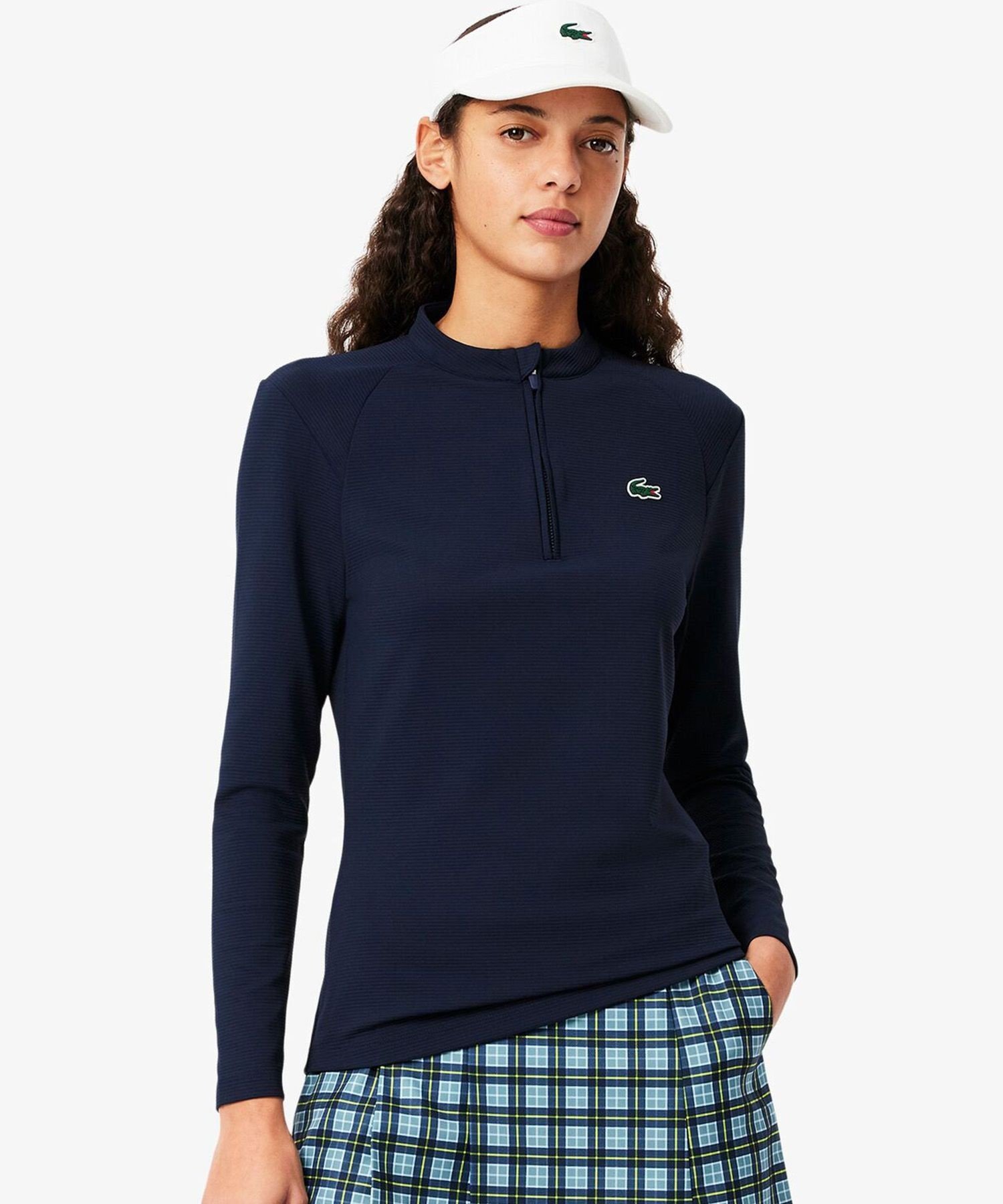 LACOSTE ウルトラドライ UVカットハーフジップトップ ラコステ トップス スウェット・トレーナー ネイビー ホワイト【送料無料】