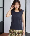STYLE DELI 首元デザインノースリカットトップス スタイルデリ トップス カットソー・Tシャツ ネイビー ホワイト【送料無料】
