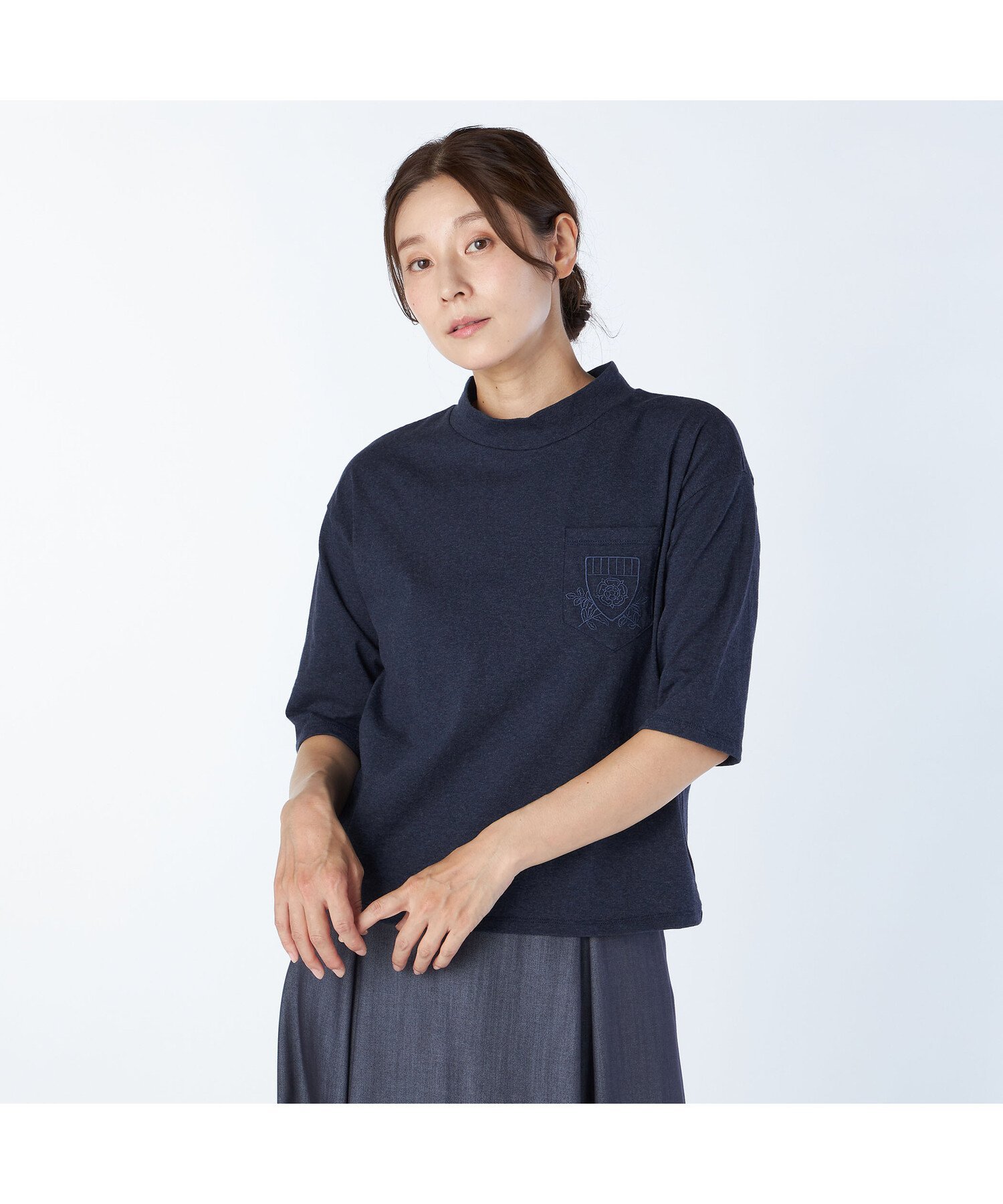KEITH 【Lサイズ】ステッチジャージーカットソー キース トップス カットソー・Tシャツ ネイビー