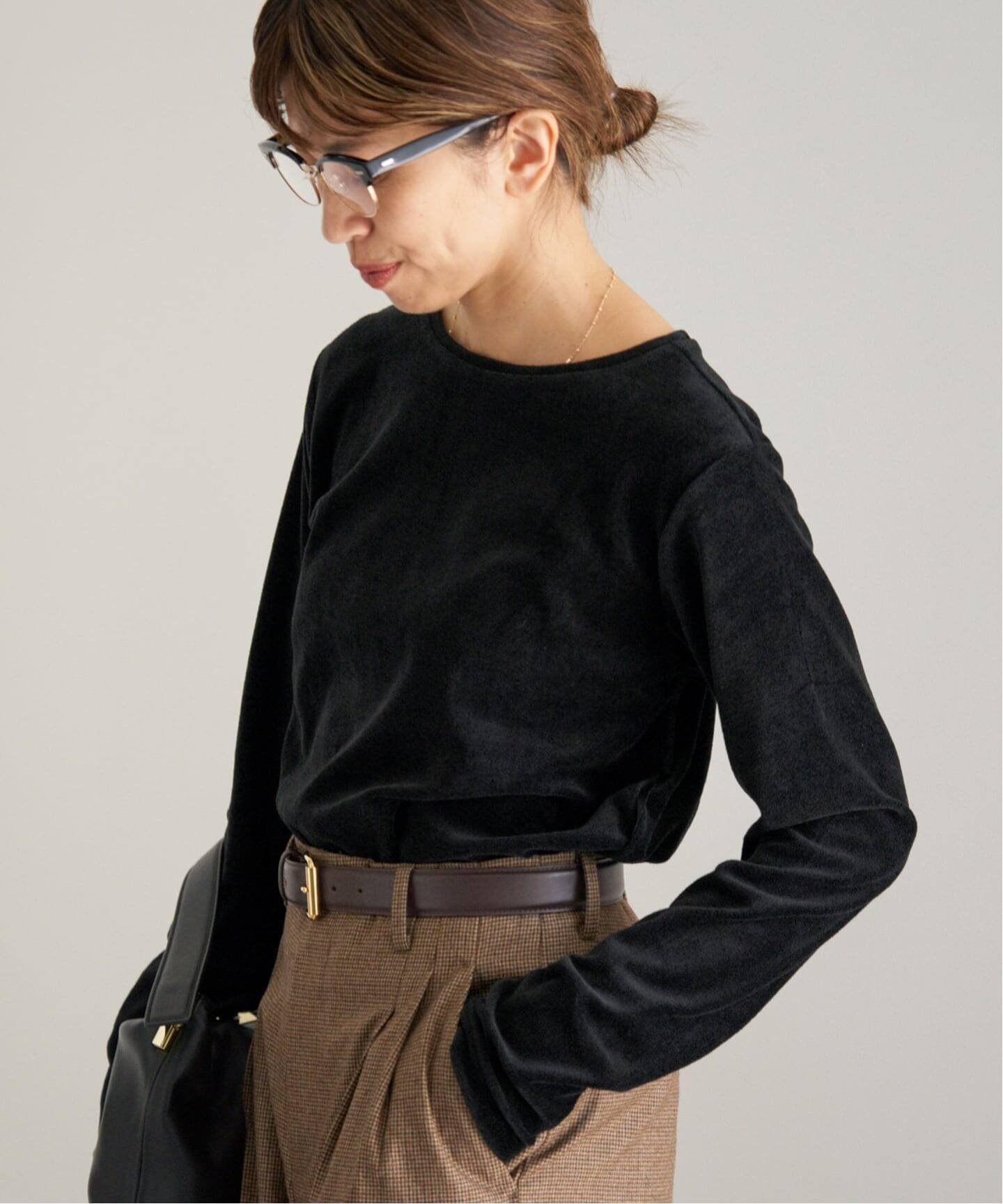 IENA Maison IENAベロアプルオーバー イエナ トップス カットソー・Tシャツ ブラック【送料無料】のサムネイル