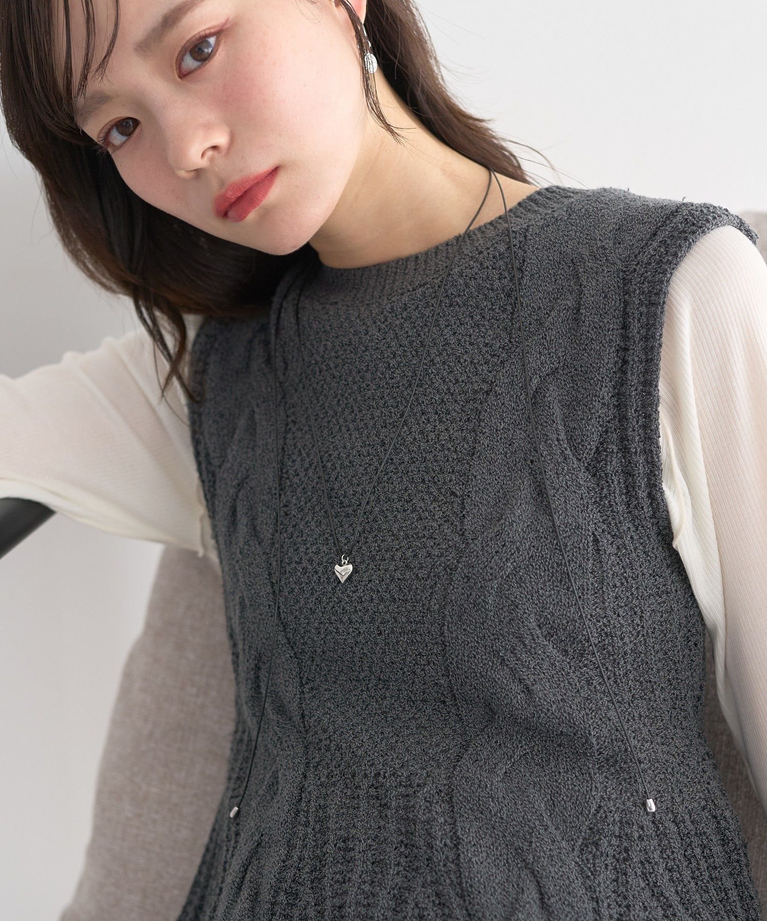 【SALE／50%OFF】earth music&ecology ハートコードネックレス アースミュージック&エコロジー アクセサリー・腕時計 ネックレス ブラウン ブラック
