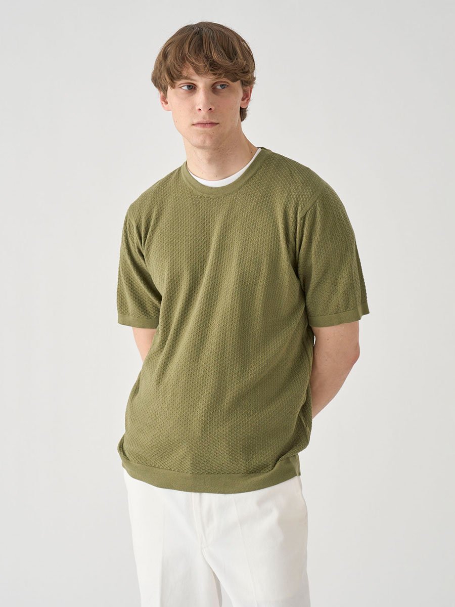 JOHN SMEDLEY コットン テクスチャニットTシャツ ｜ FORREST ｜ 24G EASY FIT ジョンスメドレー トップス ニット【送料無料】