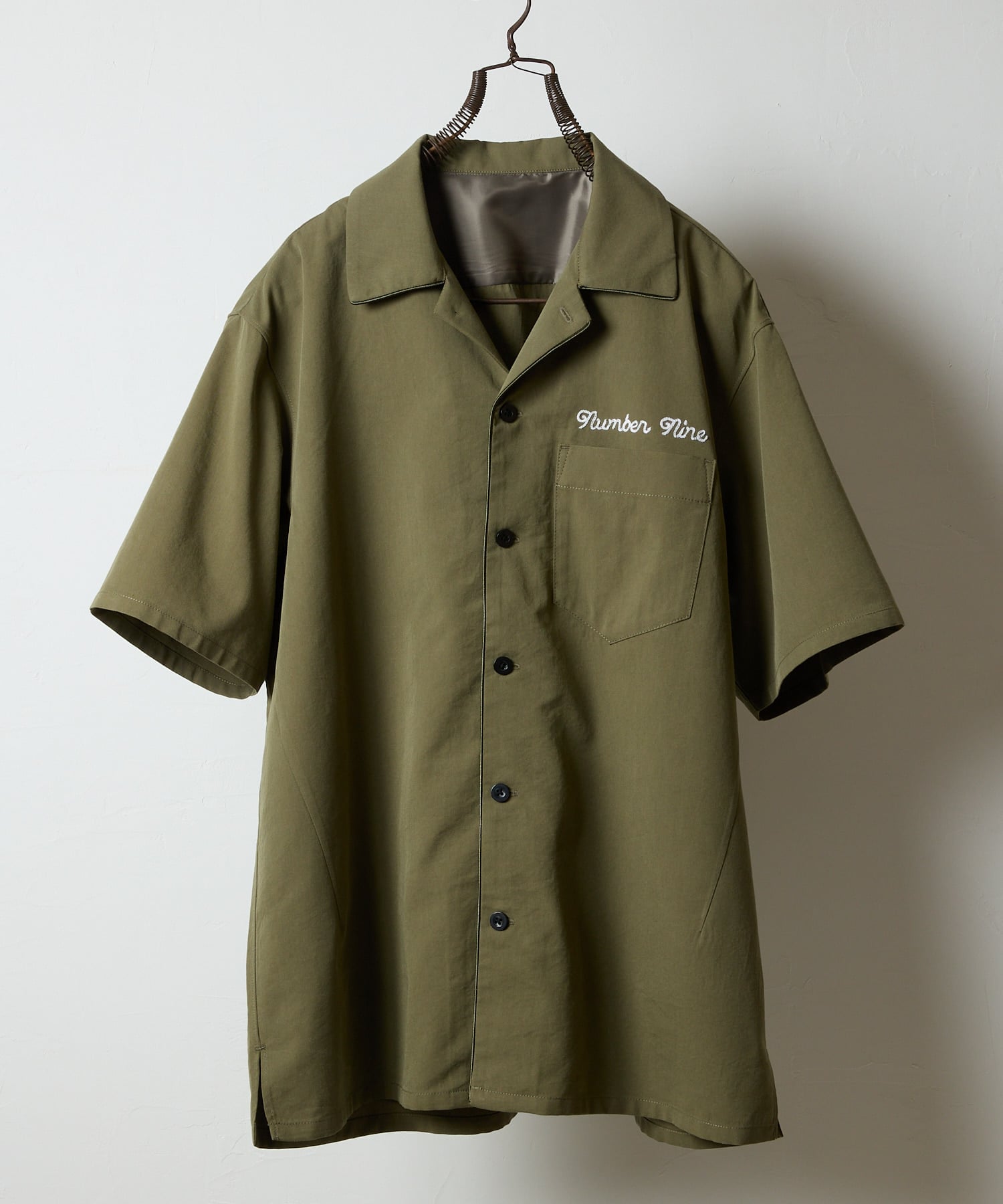 NUMBER (N)INE TWILL OPEN COLLAR S/S SHIRT ナンバーナイン トップス シャツ・ブラウス ブラック グリーン