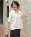 【SALE/20%OFF】J.PRESS LADIES L 【洗える】COTTON POLYESTER ニットポロ ジェイプレス トップス ニット ホワイト ベ...