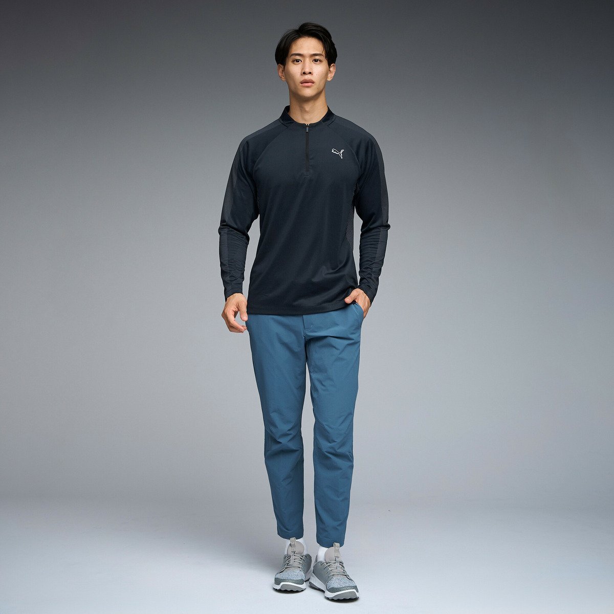 【SALE／30%OFF】PUMA メンズ ゴルフ シャドウキャット ジップ モックネック 長袖 シャツ プーマ トップス カットソー・Tシャツ ブラック【送料無料】