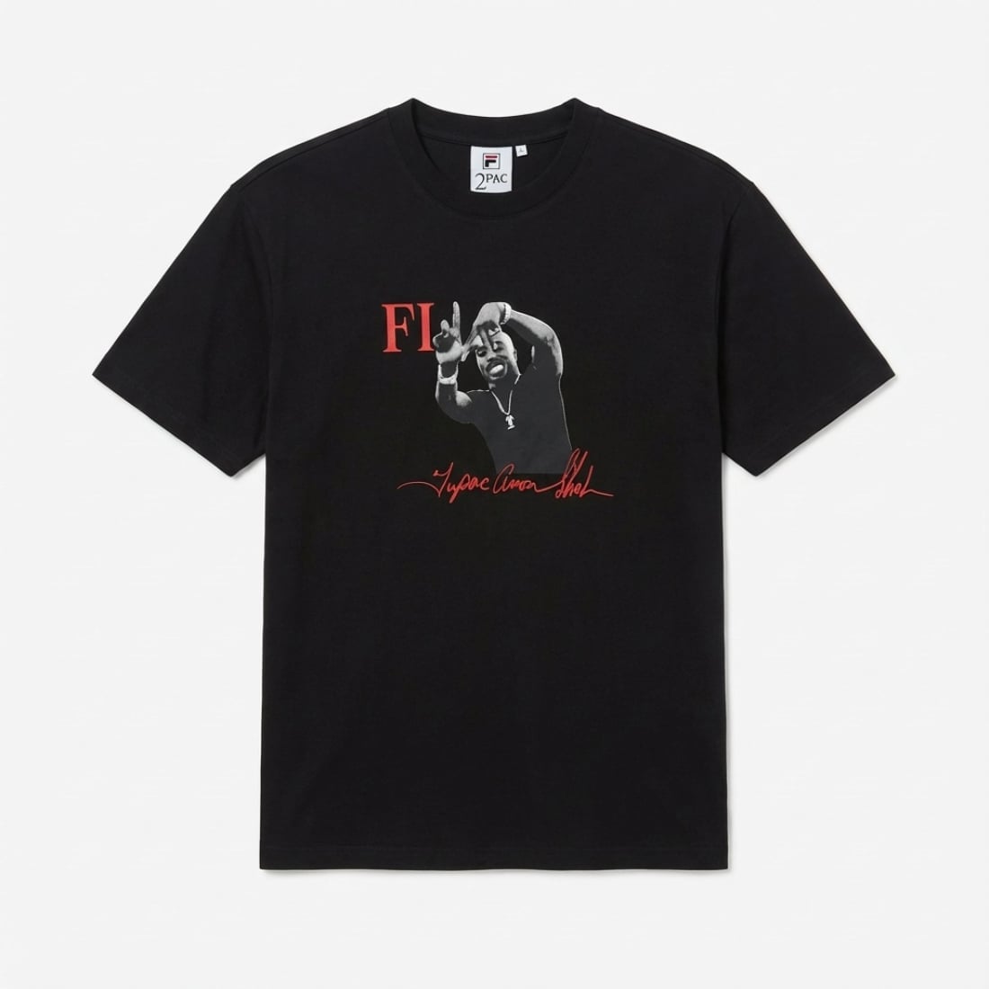 S/S PHOTO TEE02 フィラ トップス カットソー・Tシャツ ブラック ホワイト