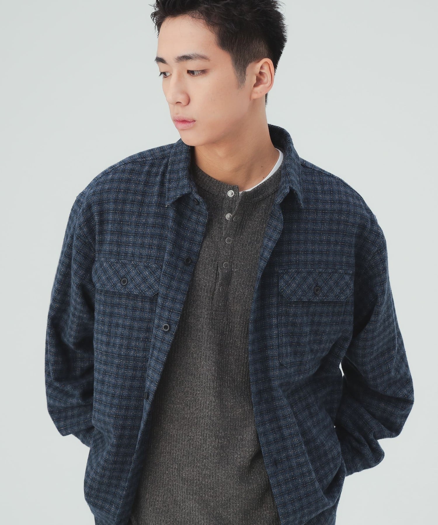 BEAMS HEART MEN チェック ネルシャツ ビームス ハート トップス シャツ・ブラウス ネイビー ブラウン【送料無料】