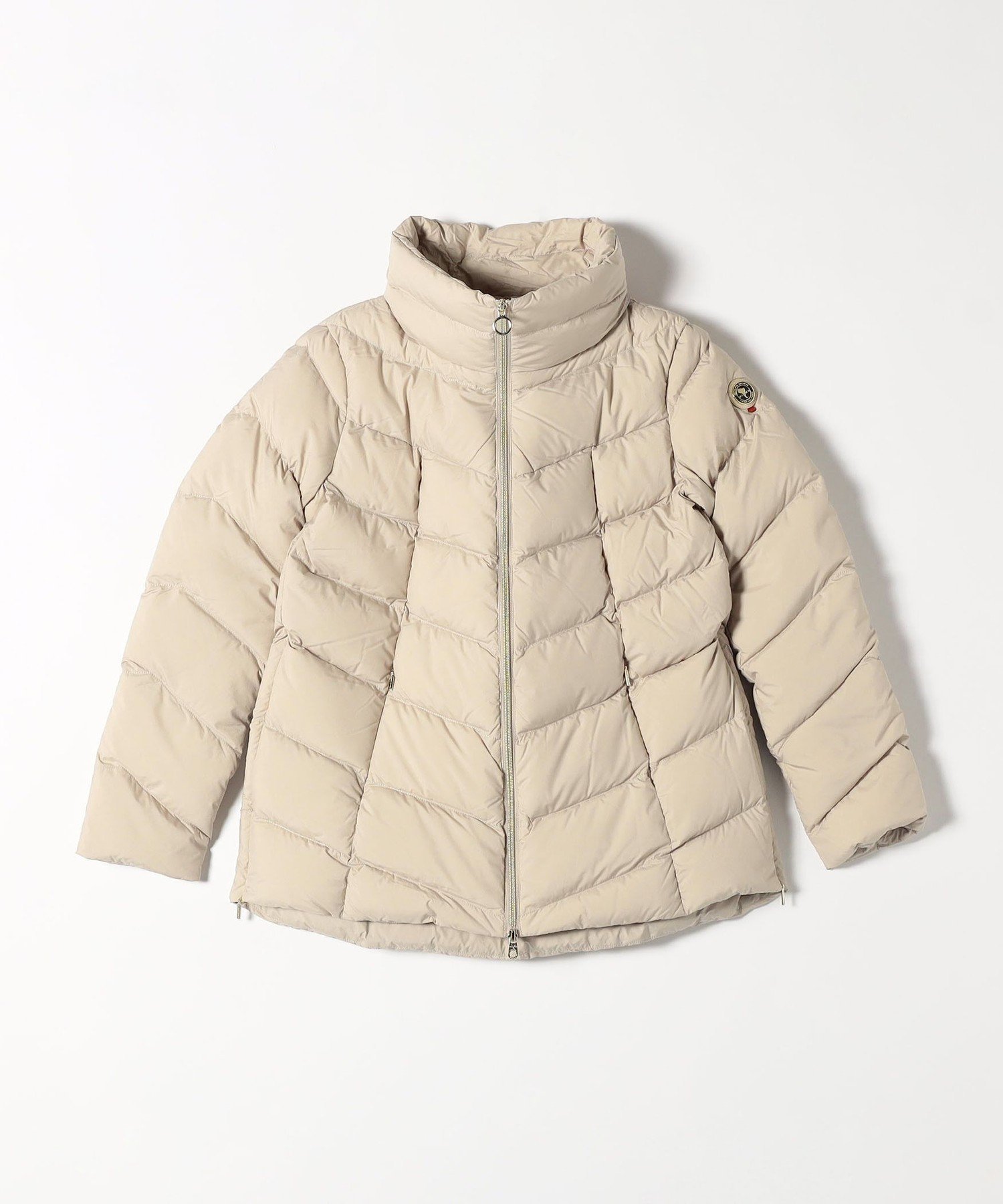 CAPE HORN: ALVAREZ MATT セミロング フード付き ダウン コート シップス ジャケット・アウター ダウンジャケット・ダウンベスト ブラック ベージュ
