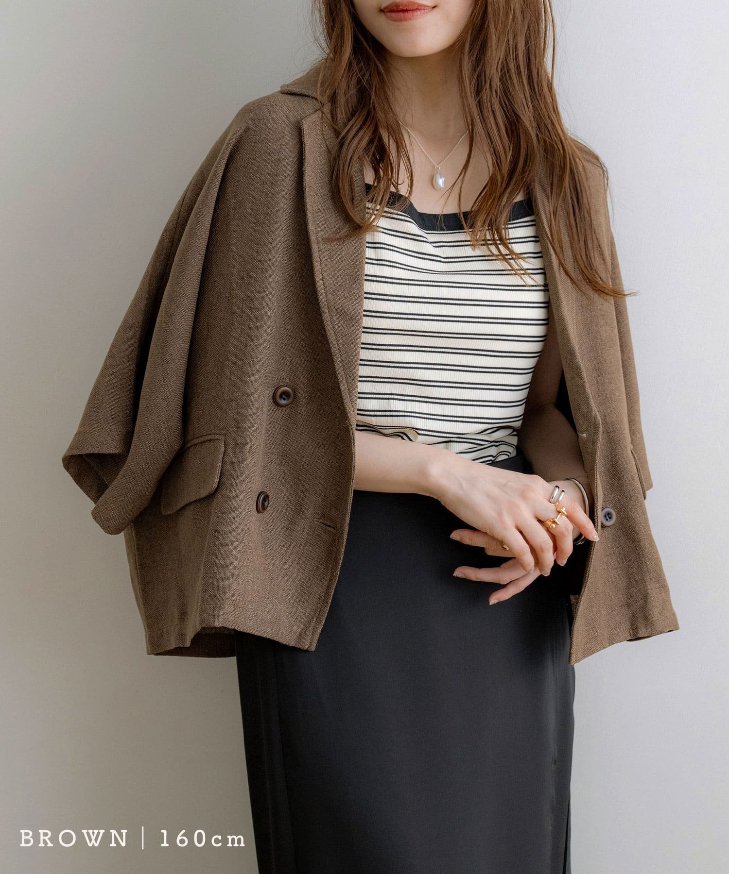 【SALE／40%OFF】NOAHL MIXリネンライク半袖ジャケット ノアル ジャケット・アウター その他のジャケット・アウター イエロー ブラウン【送料無料】のサムネイル