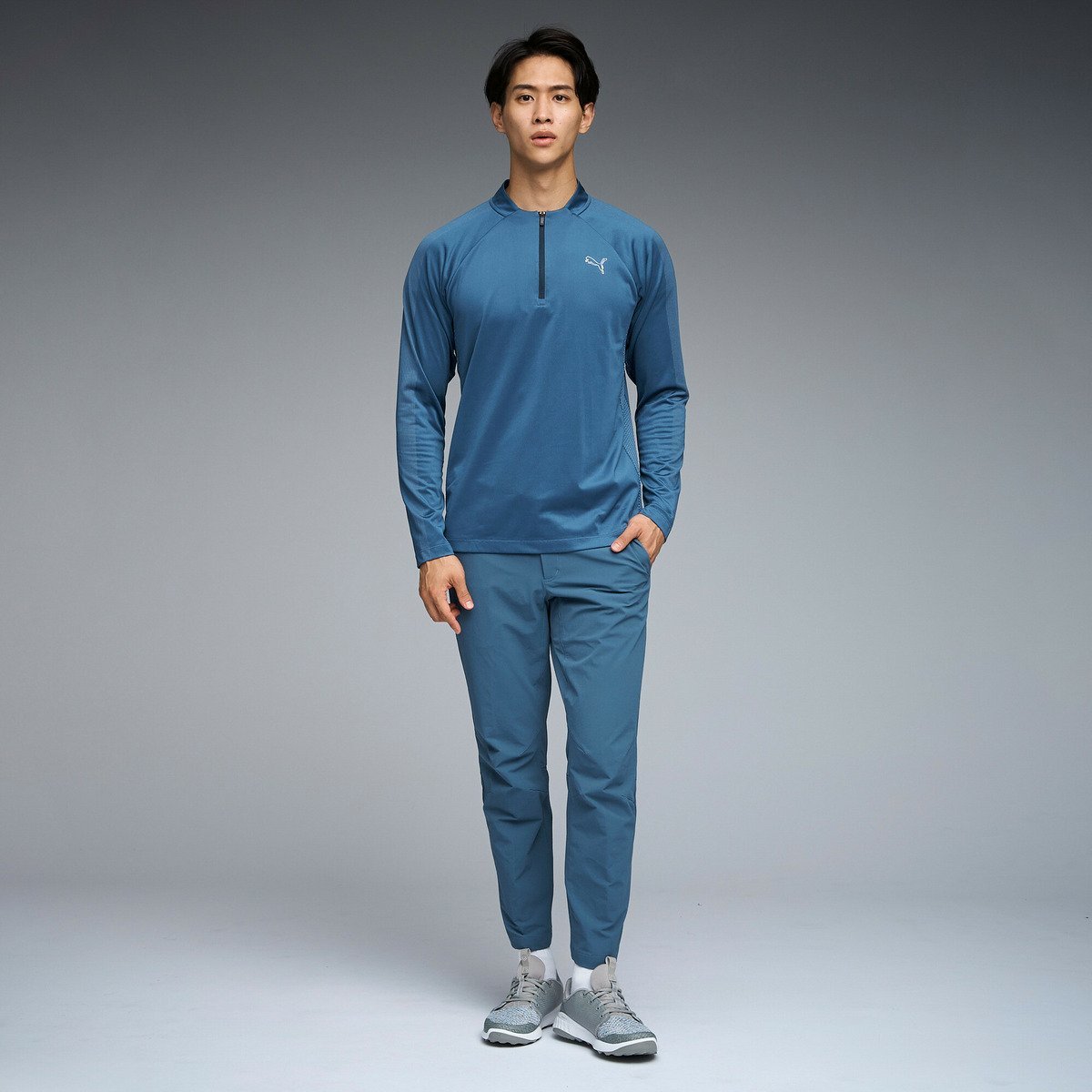 【SALE／30%OFF】PUMA メンズ ゴルフ シャドウキャット ジップ モックネック 長袖 シャツ プーマ トップス カットソー・Tシャツ ブラック【送料無料】