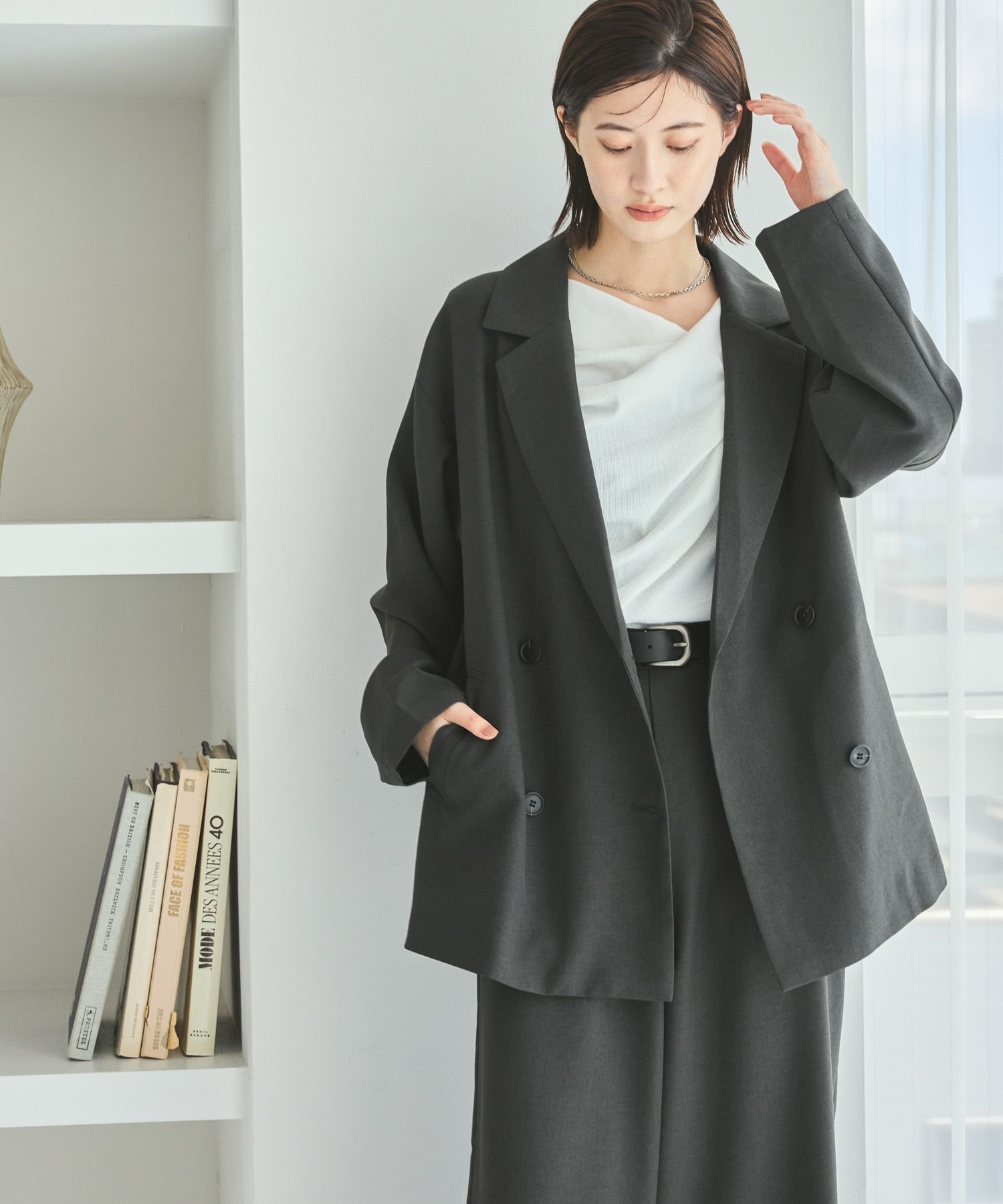 LAKOLE ダブルテーラードジャケット ラコレ ジャケット・アウター テーラードジャケット・ブレザー ワインレッド グレー ブラウン【送料無料】のサムネイル