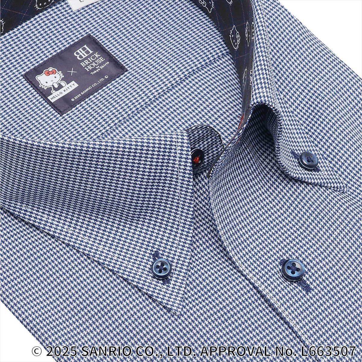 【HELLO KITTY×TOKYO SHIRTS】 ボタンダウン 長袖 形態安定 ワイシャツ BM01J501AB16B1K-15 トーキョーシャツ スーツ・フォーマル Yシャツ・カッターシャツ ネイビー