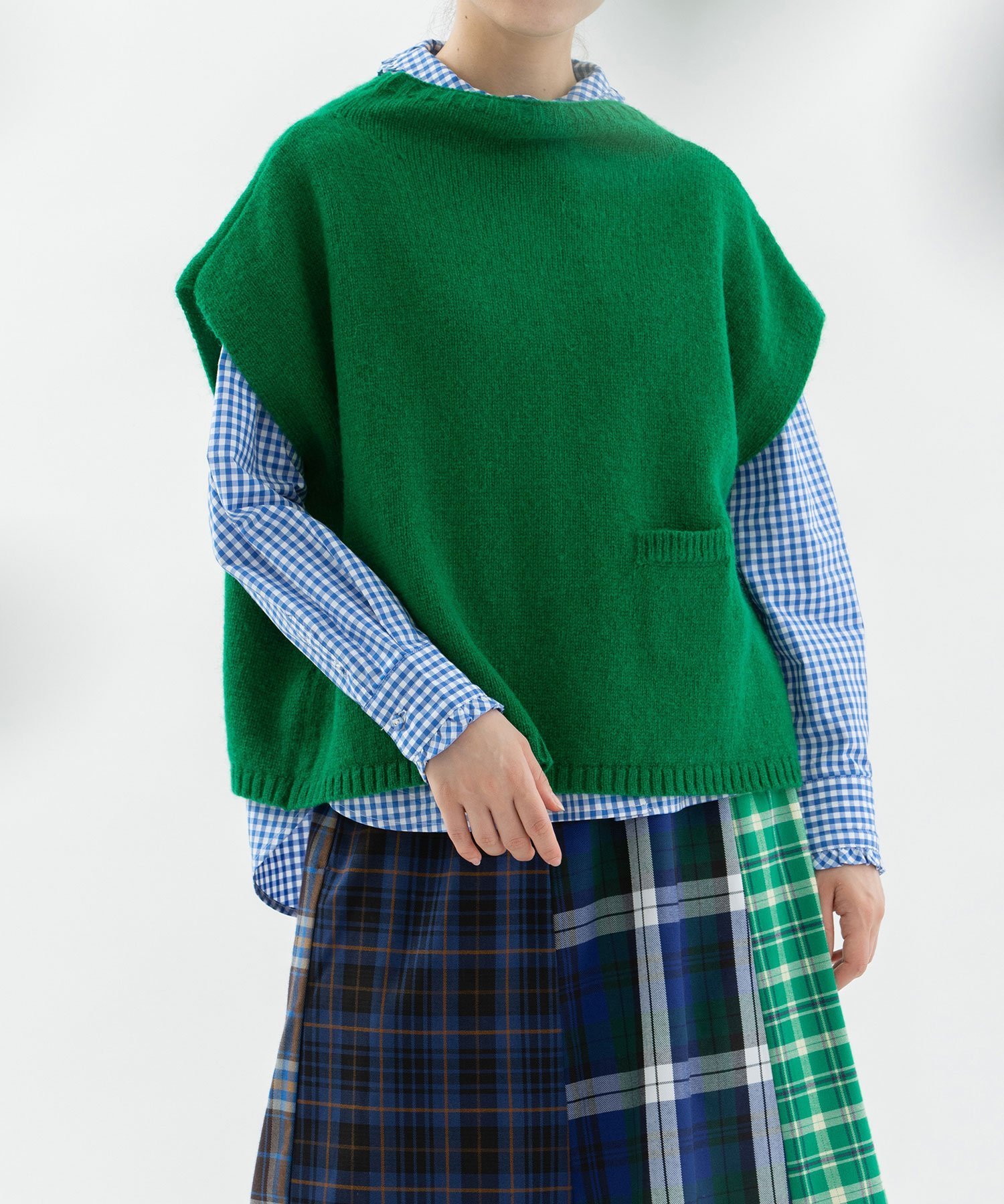 nop de nod シェットランドウールハイネック2wayベスト プードゥードゥー トップス ベスト・ジレ ネイ..