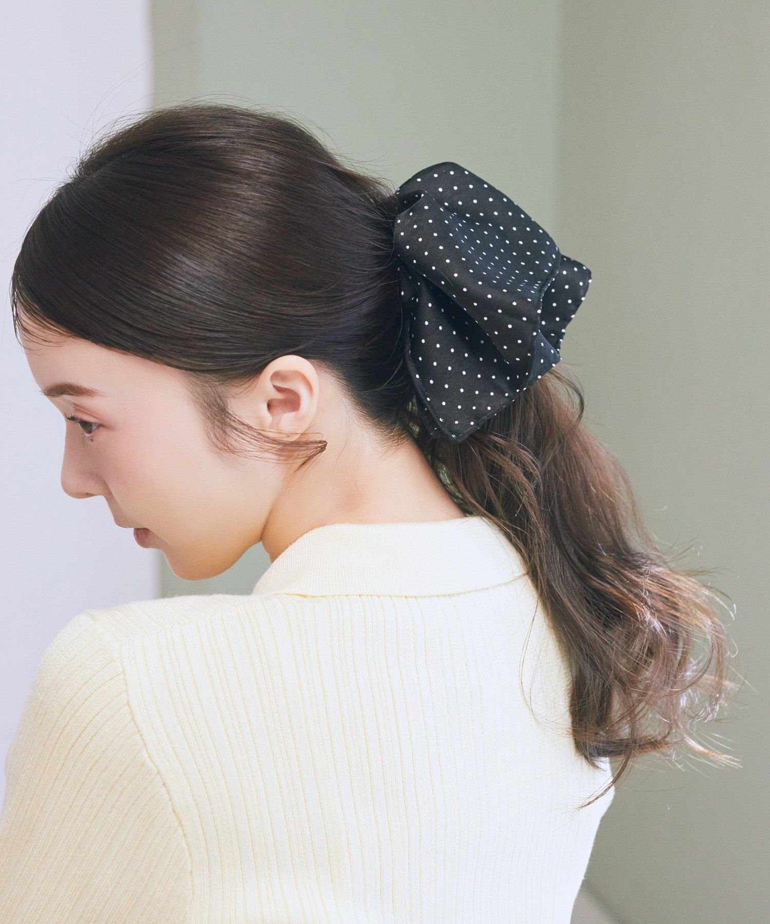 【SALE／50%OFF】earth music&ecology ドット2段フリルバンス アースミュージック&エコロジー ヘアアクセサリー その他のヘアアクセサリー ブラック