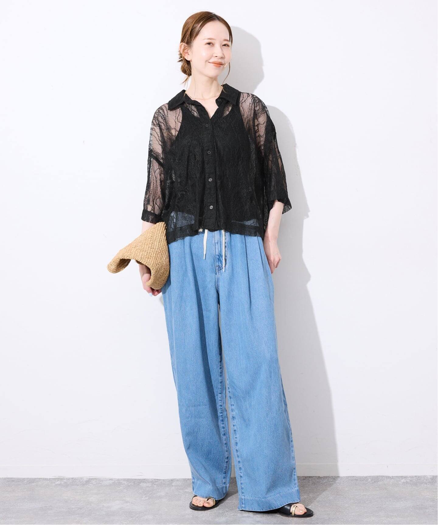 SLOBE IENA BAGMATI/バグマティ レースシャツ スローブ イエナ トップス シャツ・ブラウス ブラック ホワイト