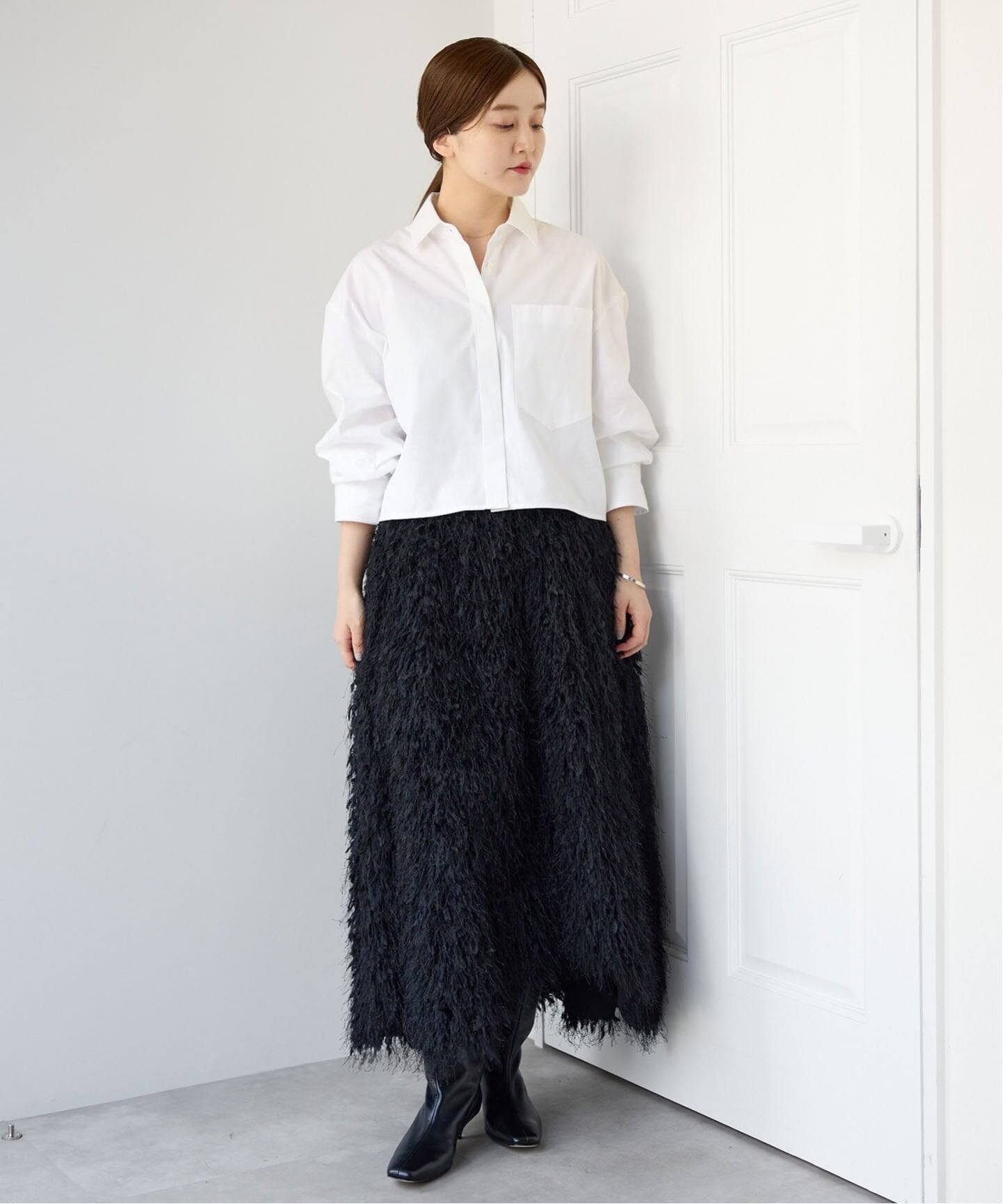 IENA IEオックスクロップドシャツ イエナ トップス シャツ・ブラウス ブルー ホワイト