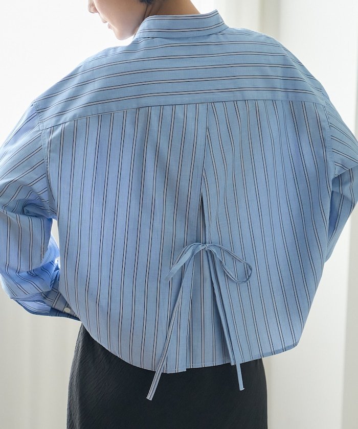 RED KAP 別注 バックリボン ストライプ ロングスリーブシャツ 26AW フリークスストア トップス シャツ・ブラウス ブラック ベージュ ブルー