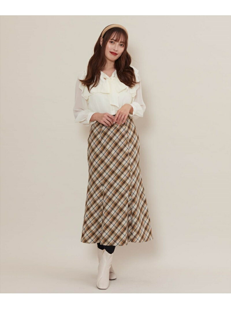 【SALE／70%OFF】Swingle チェックマーメイドドッキングワンピース スウィングル ワンピース・ドレス その他のワンピース・ドレス ベージュ ブラウン【送料無料】のサムネイル