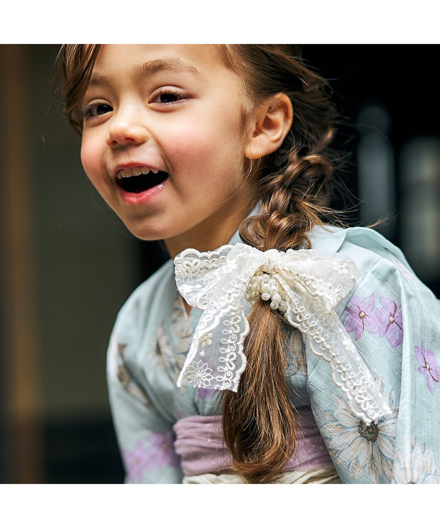 apres les cours 【フォーマル対応】チュールリボンビーズヘアゴム_アプレレクールマシェリ エフオーオンラインストア ヘアアクセサリー カチューシャ・ヘアバンド ホワイト ピンクのサムネイル