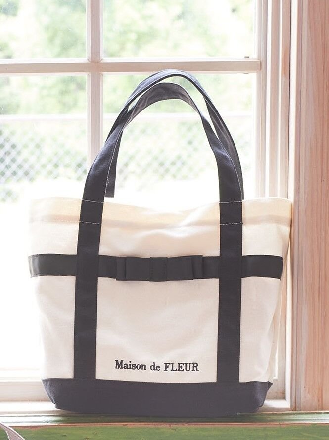 Maison de FLEUR マルチポケット帆布トートSバッグ メゾン ド フルール バッグ その他のバッグ ホワイト グレー ブラック【送料無料】のサムネイル