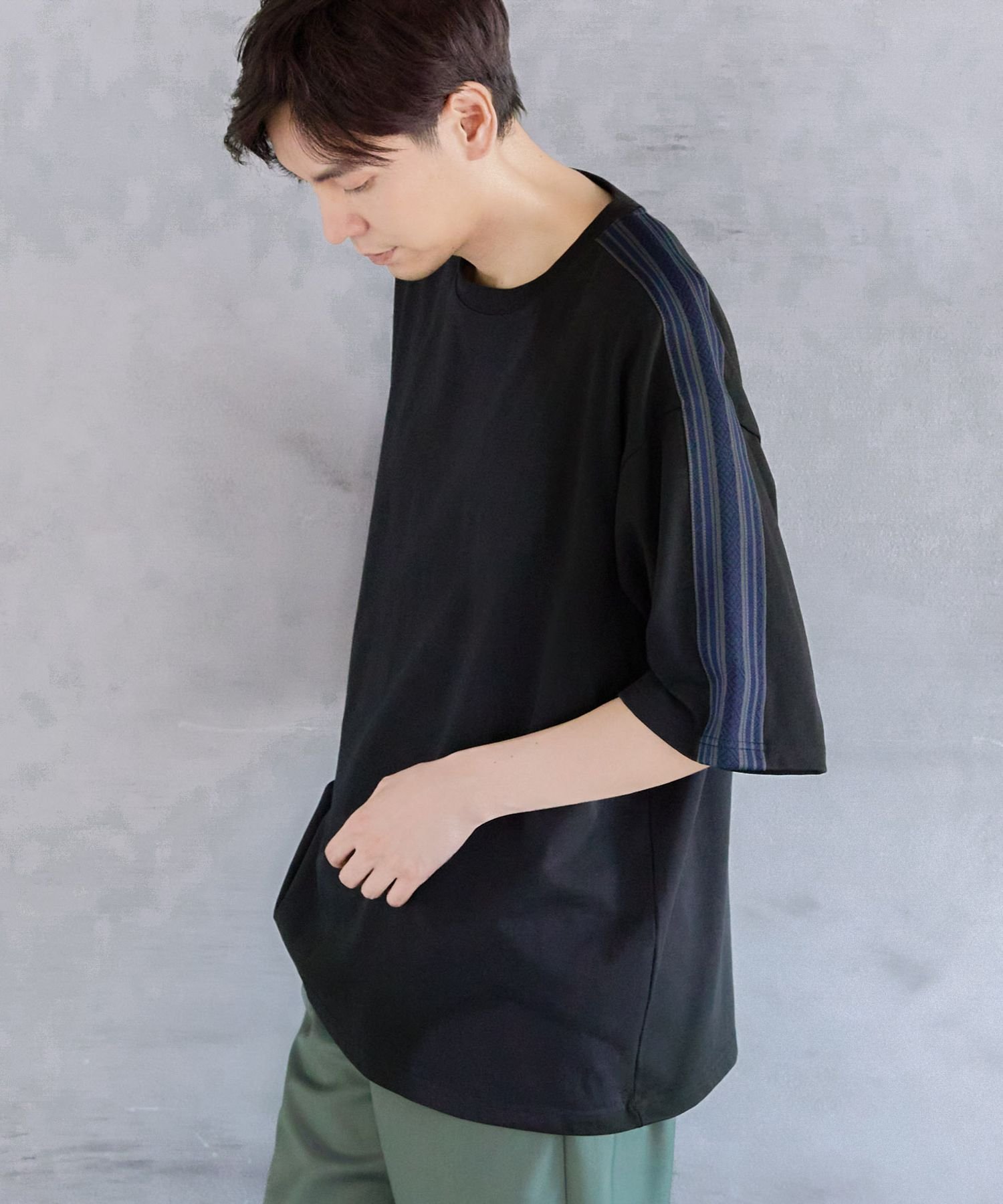 【SALE／34%OFF】LAKOLE 袖モチーフラインT半袖 ラコレ トップス カットソー・Tシャツ ホワイト ブラック グリーン