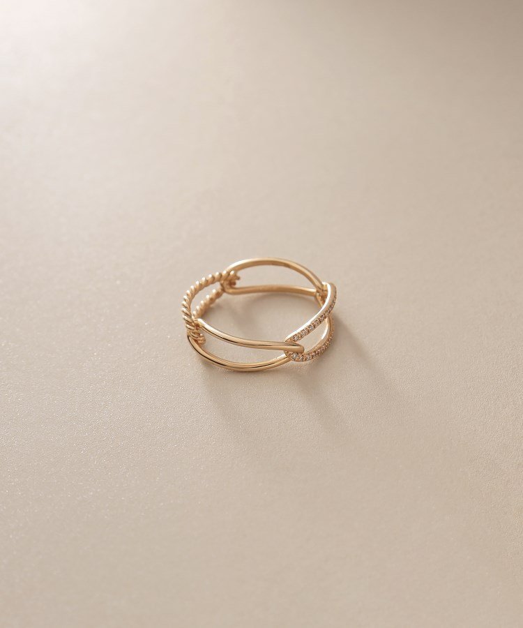 COCOSHNIK K10ダイヤモンド ロープPCチェーン リング大(16号) ココシュニック アクセサリー・腕時計 リ..